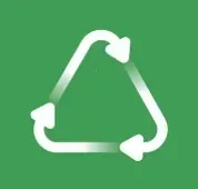 Three white arrows chase one another around a triangle on a green field, turning without end