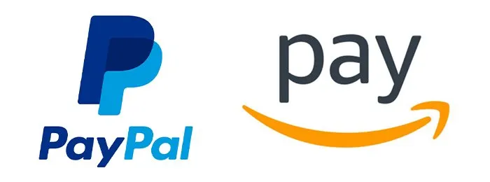 PayPal and Amazon Pay payment provider logos side by side on a white background